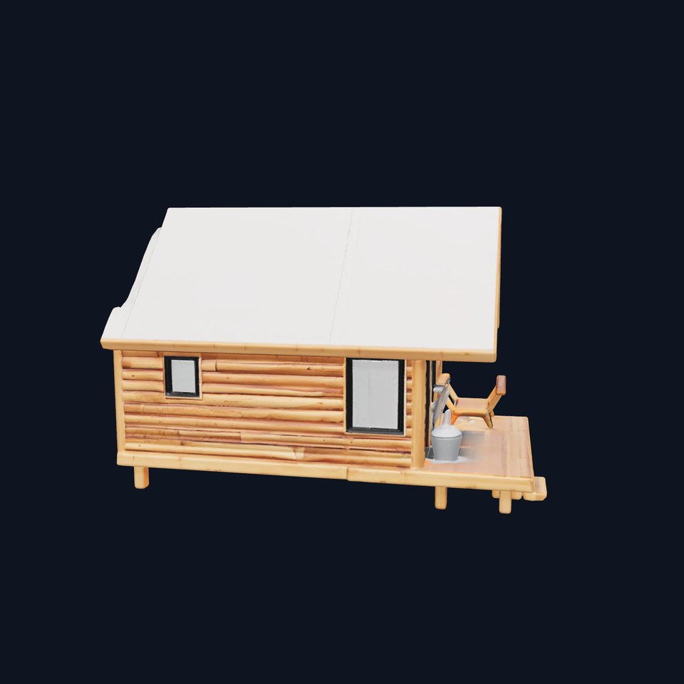 A-frame Glamping Cabin with Triangular Roof model pack